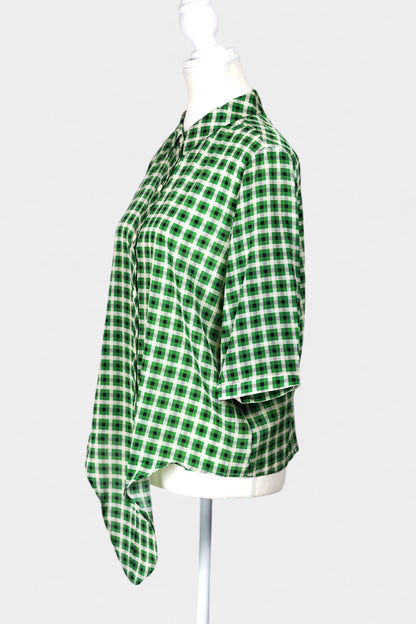 Mulberry Silk Blend Modern Print Blouse