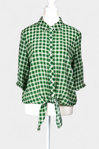 Mulberry Silk Blend Modern Print Blouse