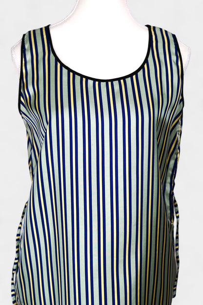 Pure Mulberry Silk Striped Sleeveless Dress