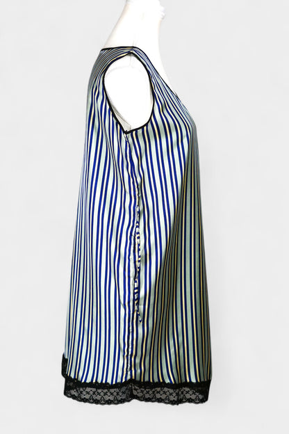 Pure Mulberry Silk Striped Sleeveless Dress