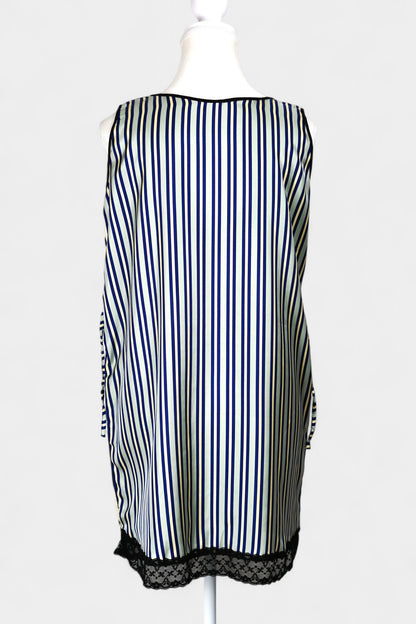 Pure Mulberry Silk Striped Sleeveless Dress