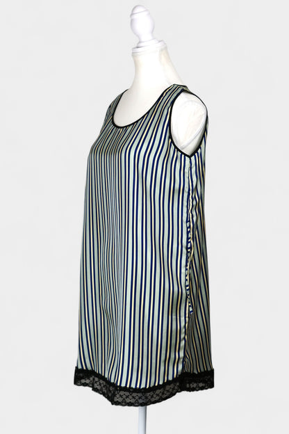 Pure Mulberry Silk Striped Sleeveless Dress