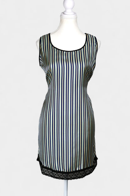 Pure Mulberry Silk Striped Sleeveless Dress