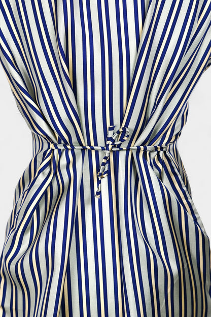 Pure Mulberry Silk Striped Sleeveless Dress