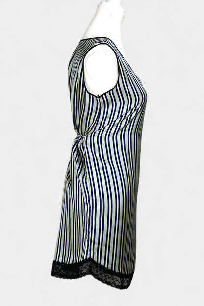 Pure Mulberry Silk Striped Sleeveless Dress