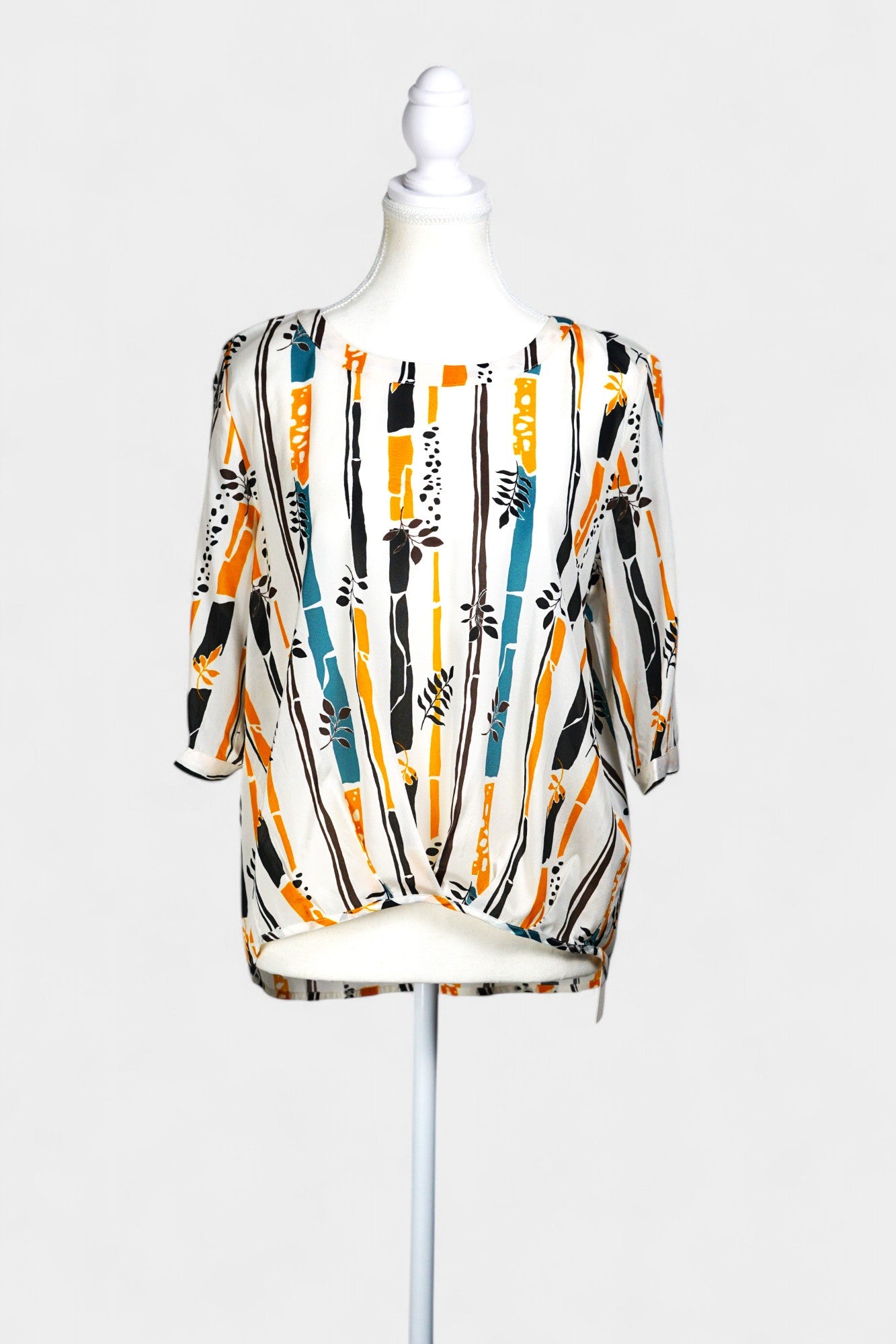 Mulberry Silk Blend Checkered Tie-Front Blouse