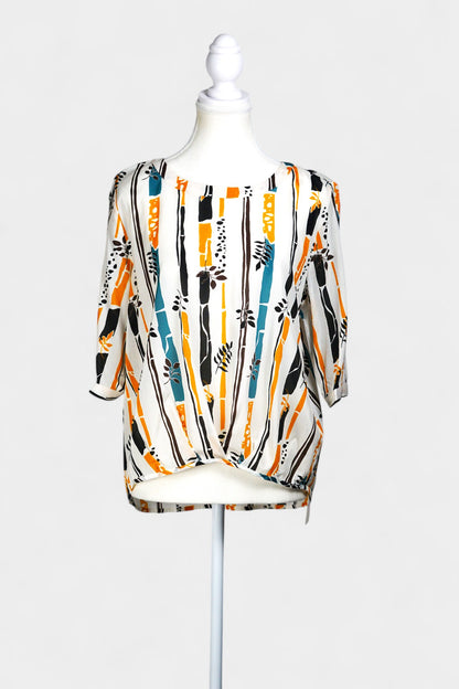 Mulberry Silk Blend Checkered Tie-Front Blouse