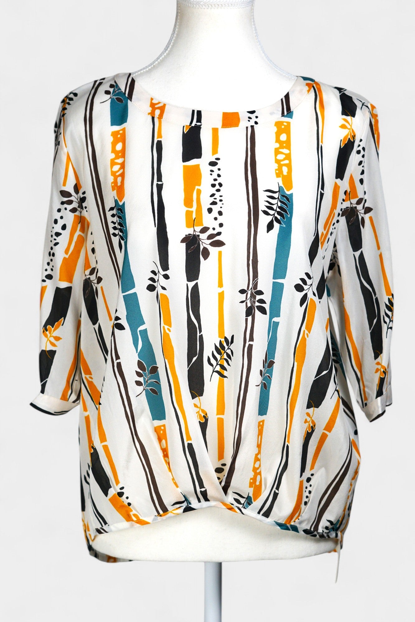 Mulberry Silk Blend Checkered Tie-Front Blouse