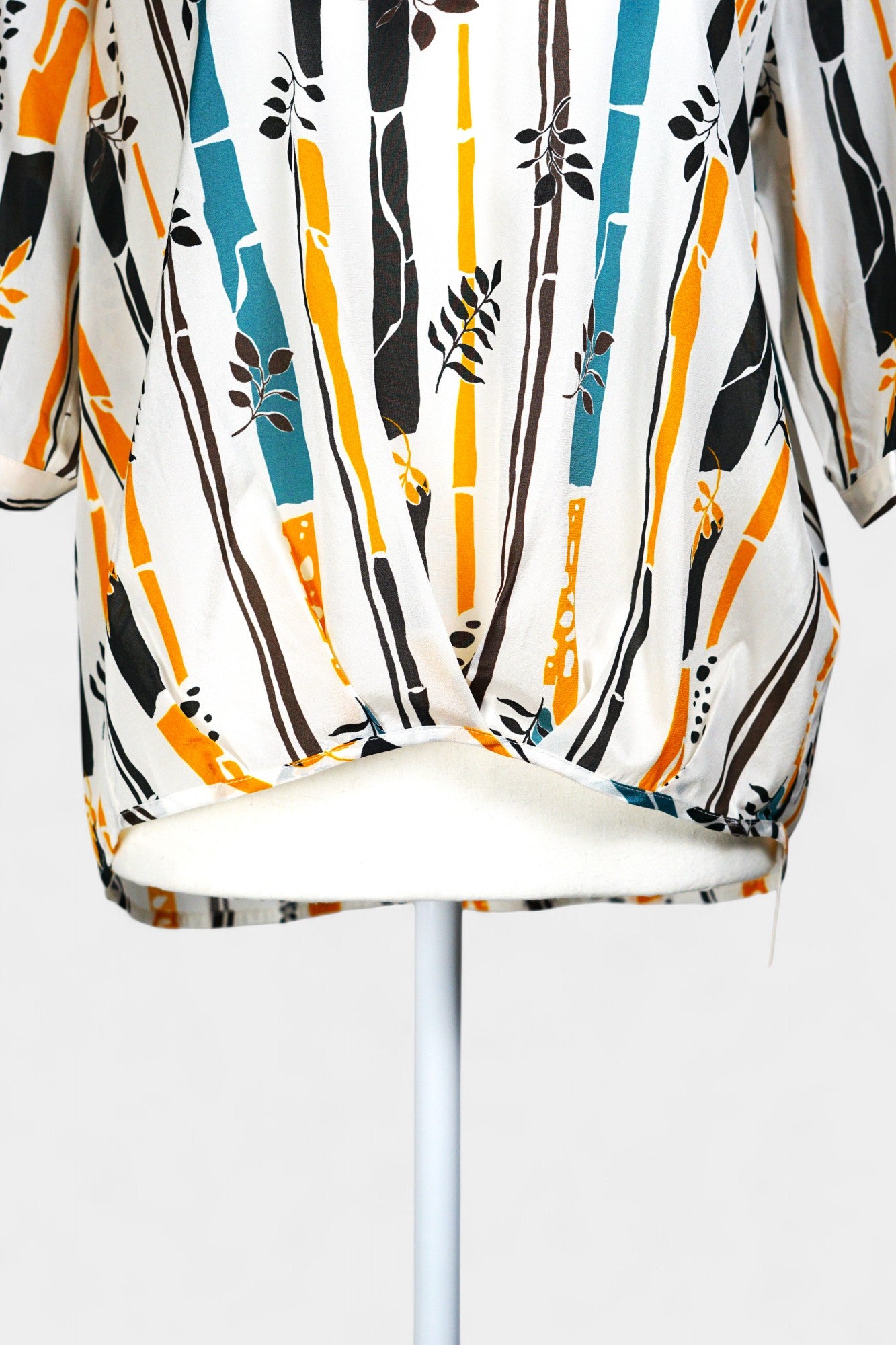 Mulberry Silk Blend Checkered Tie-Front Blouse