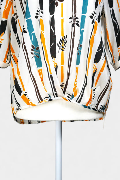 Mulberry Silk Blend Checkered Tie-Front Blouse