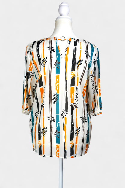 Mulberry Silk Blend Checkered Tie-Front Blouse