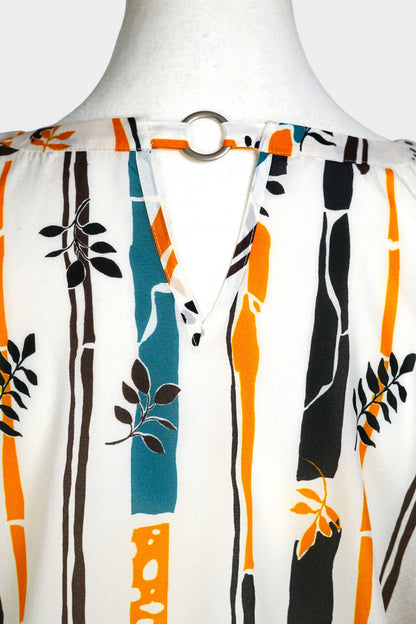 Mulberry Silk Blend Checkered Tie-Front Blouse