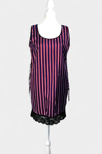 Pure Mulberry Silk Striped Sleeveless Dress
