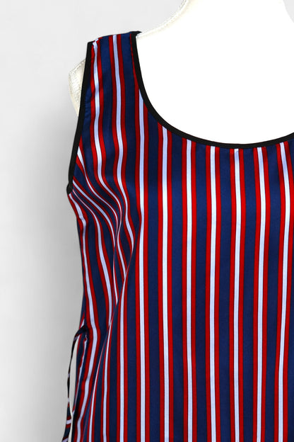 Pure Mulberry Silk Striped Sleeveless Dress