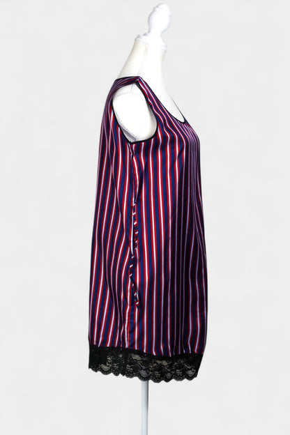 Pure Mulberry Silk Striped Sleeveless Dress