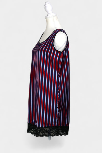 Pure Mulberry Silk Striped Sleeveless Dress