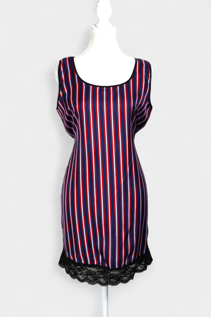 Pure Mulberry Silk Striped Sleeveless Dress