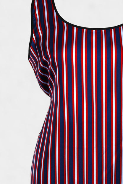 Pure Mulberry Silk Striped Sleeveless Dress