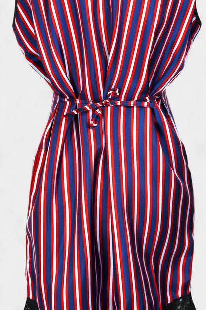 Pure Mulberry Silk Striped Sleeveless Dress