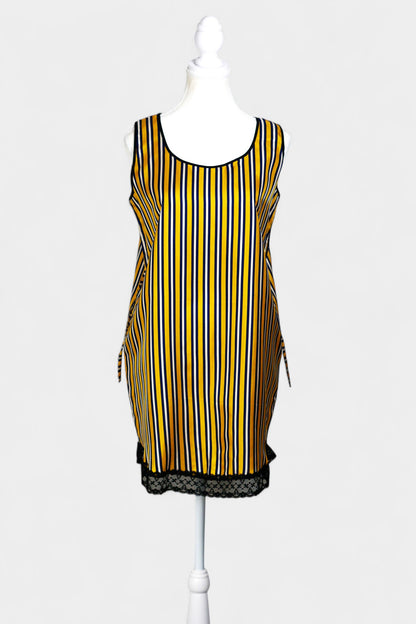 Pure Mulberry Silk Striped Sleeveless Dress