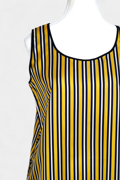 Pure Mulberry Silk Striped Sleeveless Dress