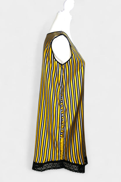 Pure Mulberry Silk Striped Sleeveless Dress