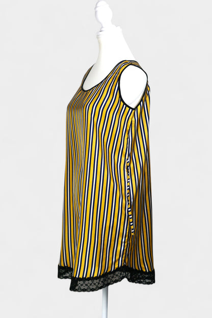 Pure Mulberry Silk Striped Sleeveless Dress