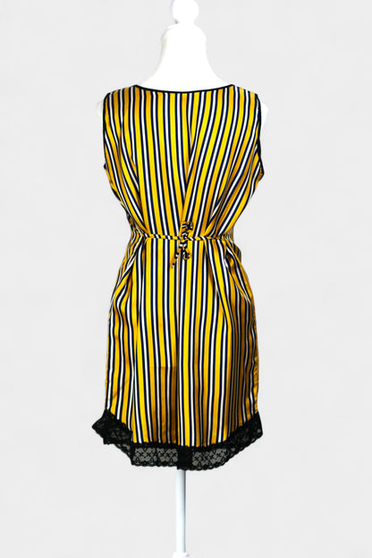 Pure Mulberry Silk Striped Sleeveless Dress