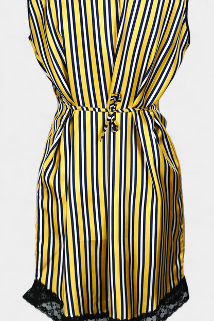 Pure Mulberry Silk Striped Sleeveless Dress
