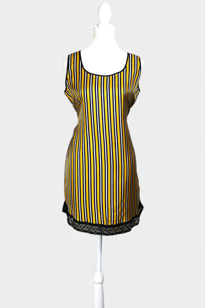 Pure Mulberry Silk Striped Sleeveless Dress