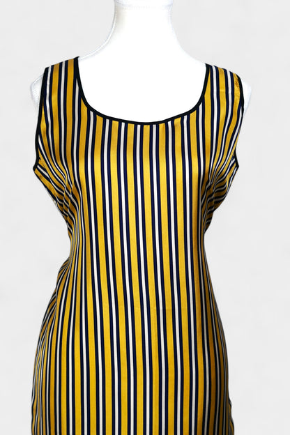 Pure Mulberry Silk Striped Sleeveless Dress
