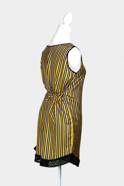 Pure Mulberry Silk Striped Sleeveless Dress