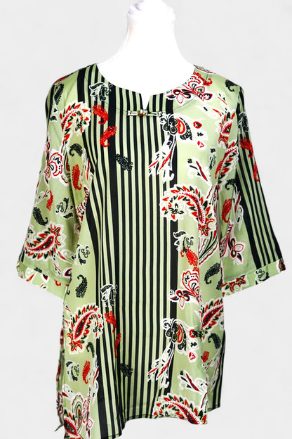 Mulberry Silk Blend Abstract Print Blouse