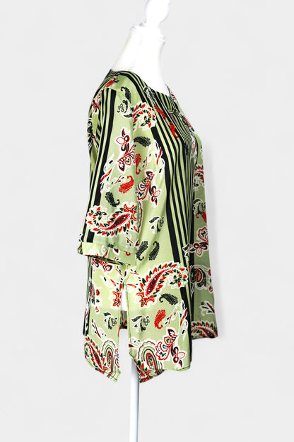 Mulberry Silk Blend Abstract Print Blouse