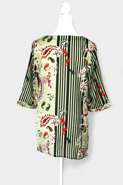 Mulberry Silk Blend Abstract Print Blouse