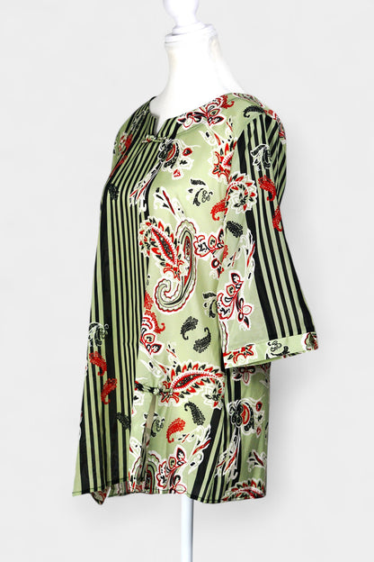 Mulberry Silk Blend Abstract Print Blouse