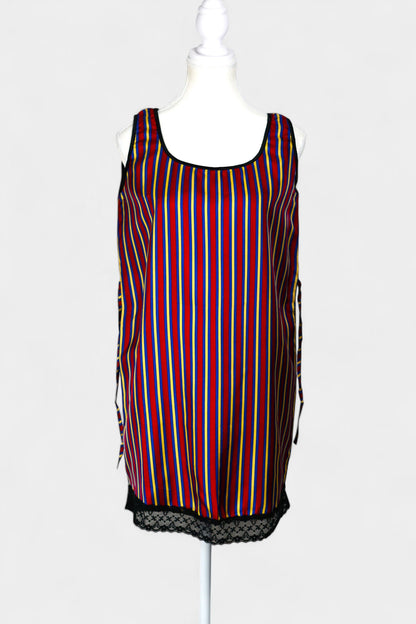 Pure Mulberry Silk Striped Sleeveless Dress