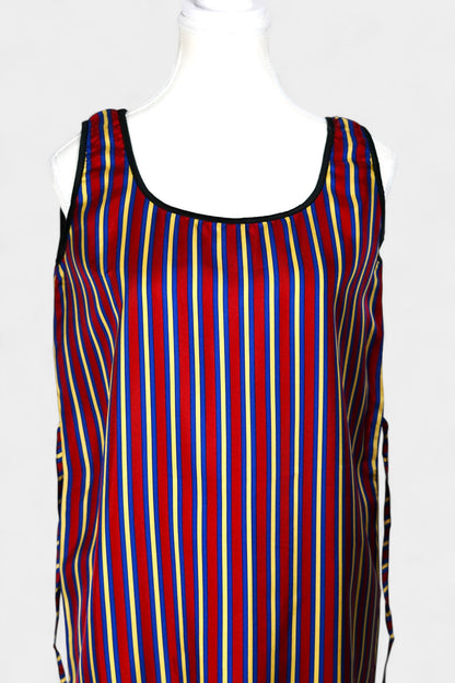 Pure Mulberry Silk Striped Sleeveless Dress