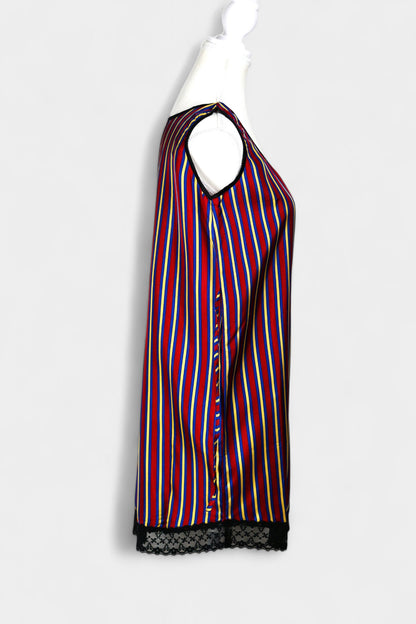 Pure Mulberry Silk Striped Sleeveless Dress