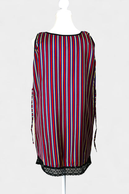 Pure Mulberry Silk Striped Sleeveless Dress