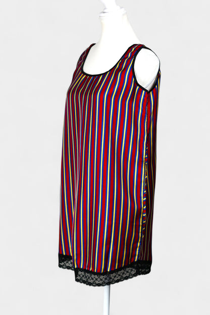 Pure Mulberry Silk Striped Sleeveless Dress