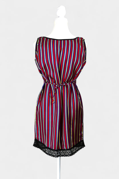 Pure Mulberry Silk Striped Sleeveless Dress