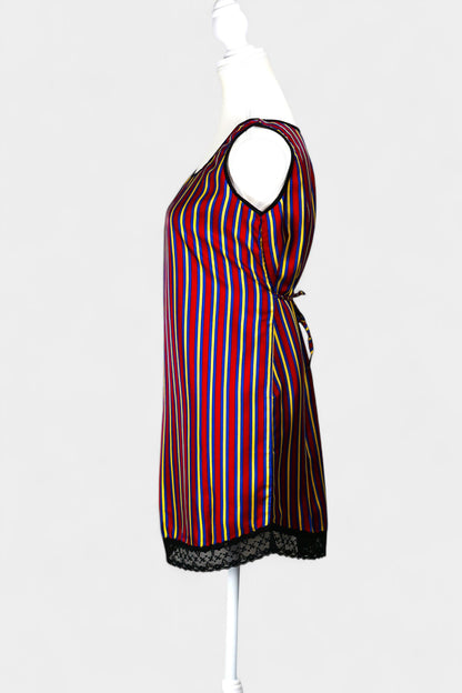 Pure Mulberry Silk Striped Sleeveless Dress