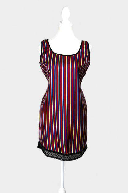 Pure Mulberry Silk Striped Sleeveless Dress
