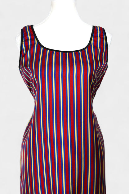 Pure Mulberry Silk Striped Sleeveless Dress