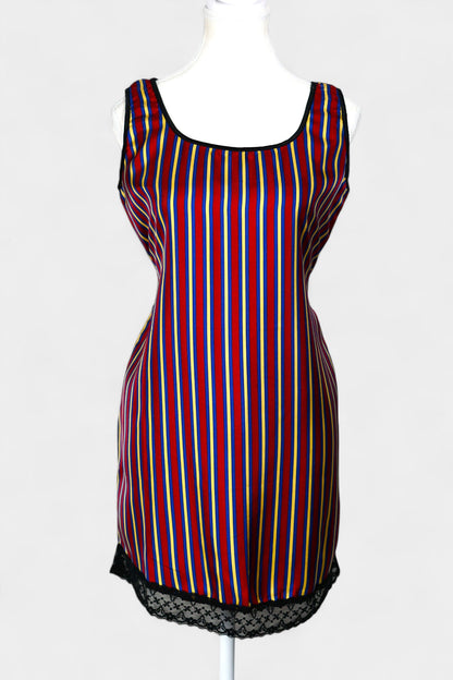 Pure Mulberry Silk Striped Sleeveless Dress
