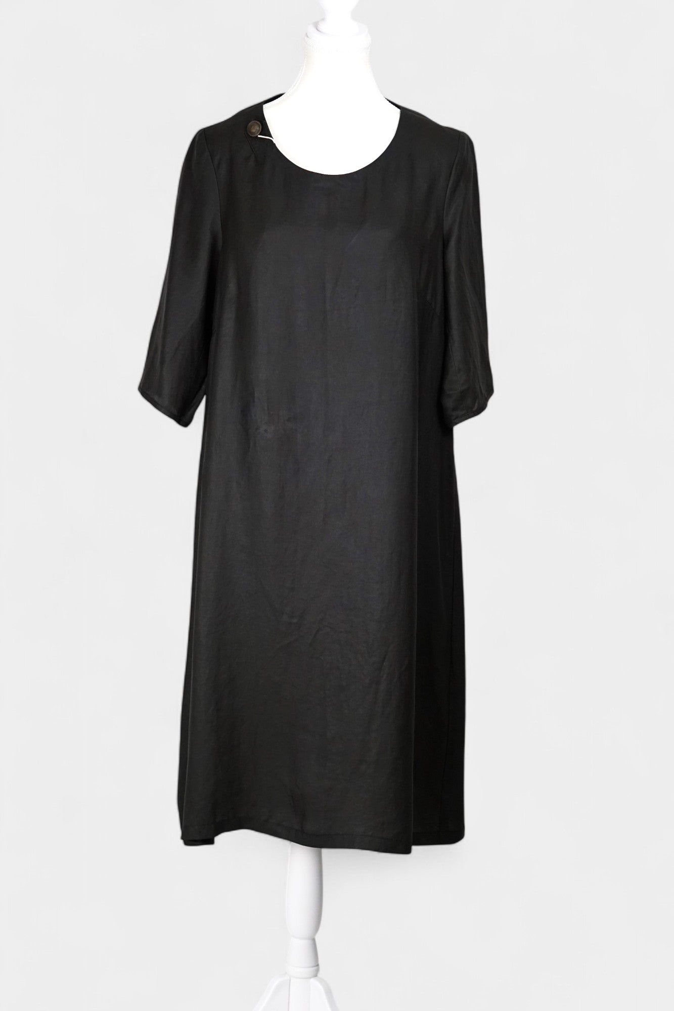 Handcrafted Black Gambiered Guangdong Gauze Silk Long Dress