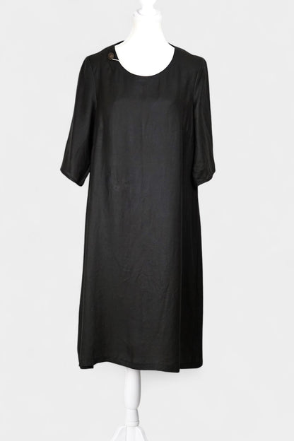 Handcrafted Black Gambiered Guangdong Gauze Silk Long Dress