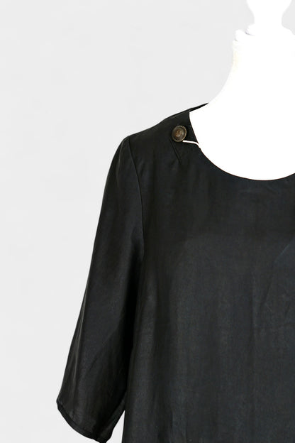 Handcrafted Black Gambiered Guangdong Gauze Silk Long Dress