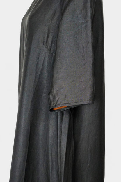 Handcrafted Black Gambiered Guangdong Gauze Silk Long Dress